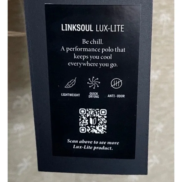 Linksoul Lux-Lite Polo Mens S Tan Palm Tree Performance Golf Shirt LS1381P NWT - Picture 4 of 9